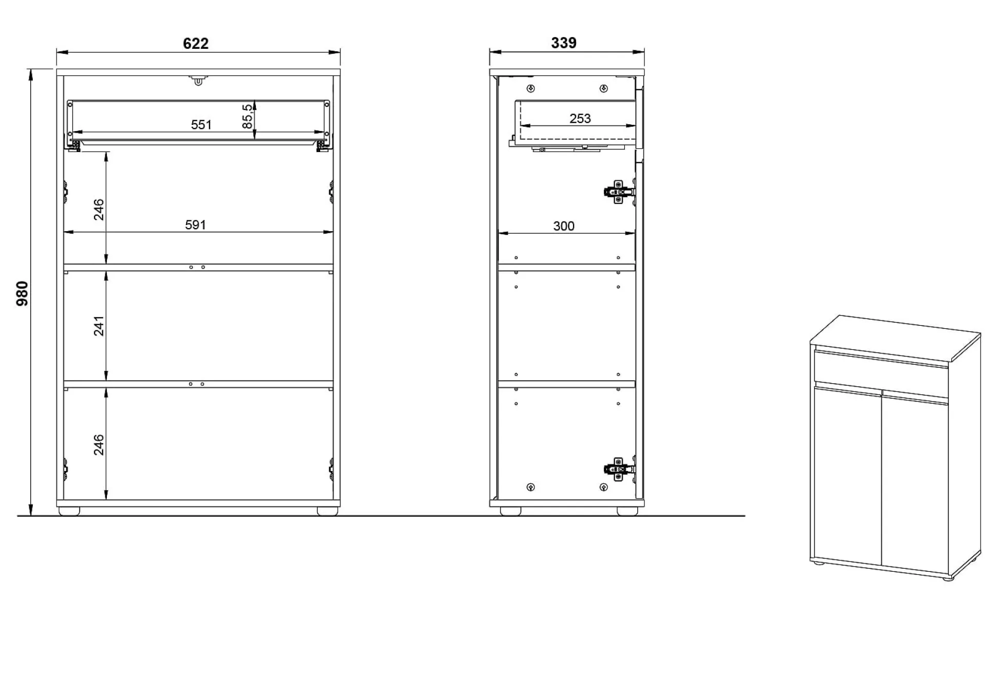 Opbergkast Pula Grafiet 63 cm