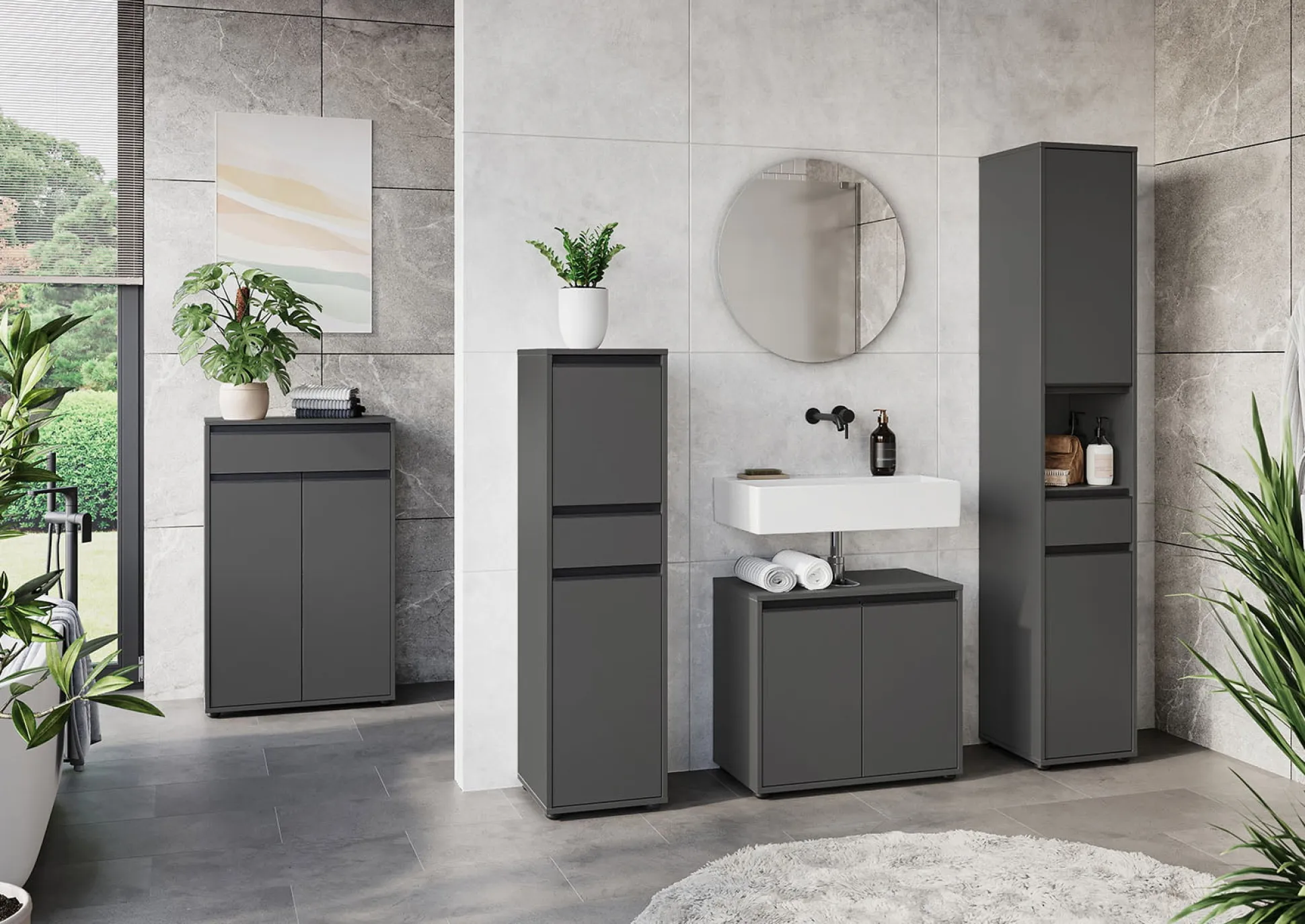 Opbergkast Pula Grafiet 63 cm