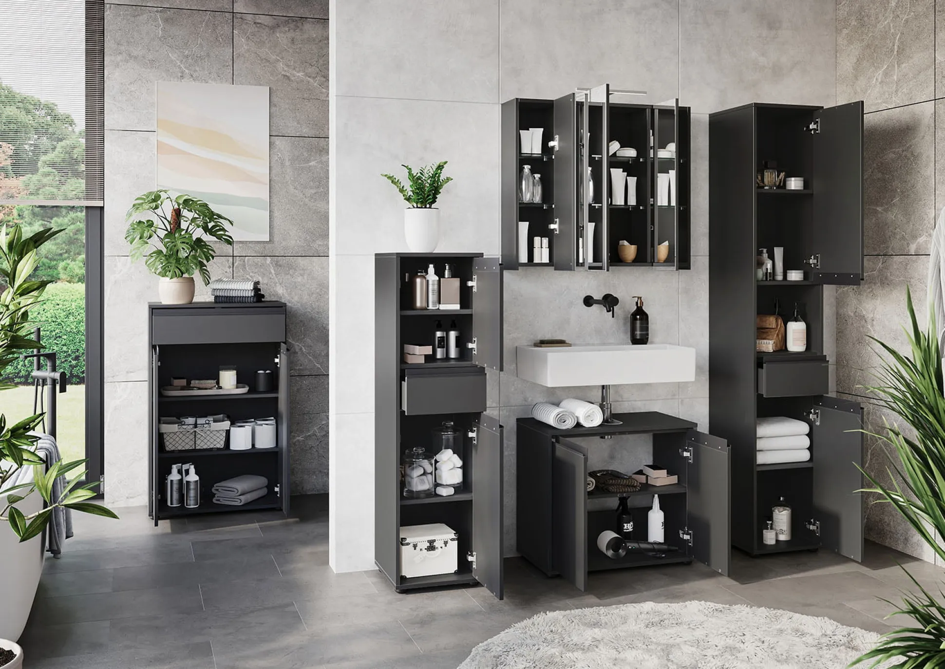 Opbergkast Pula Grafiet 63 cm