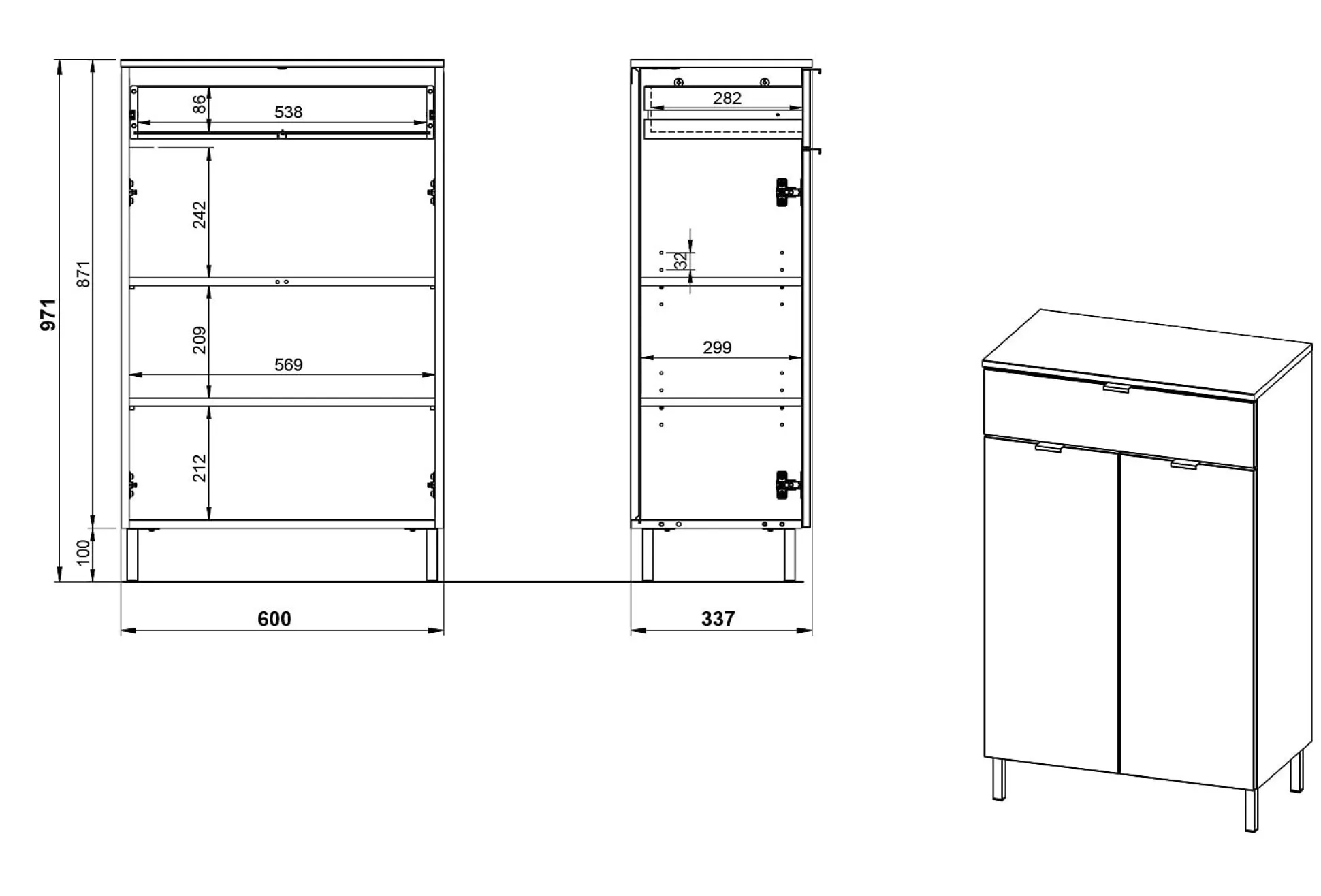 Opbergkast Zadar Grafiet 60 cm