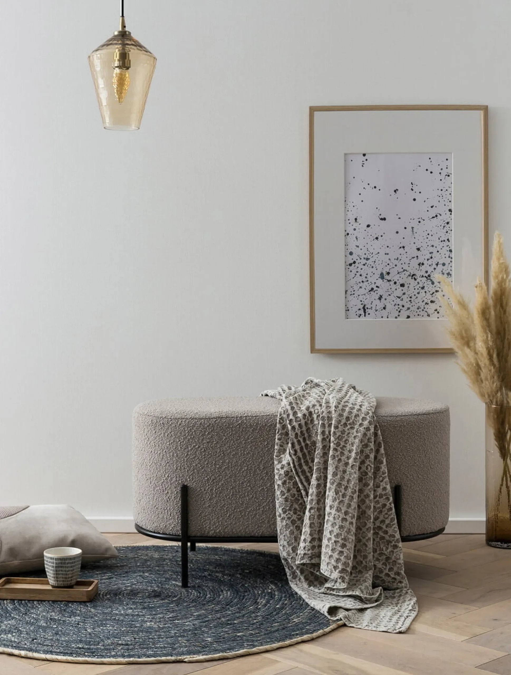 Poef Naomi Taupe Bouclé