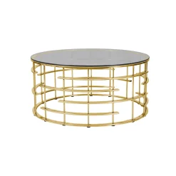 Salontafel Kenzi Goud – Grijs Glas