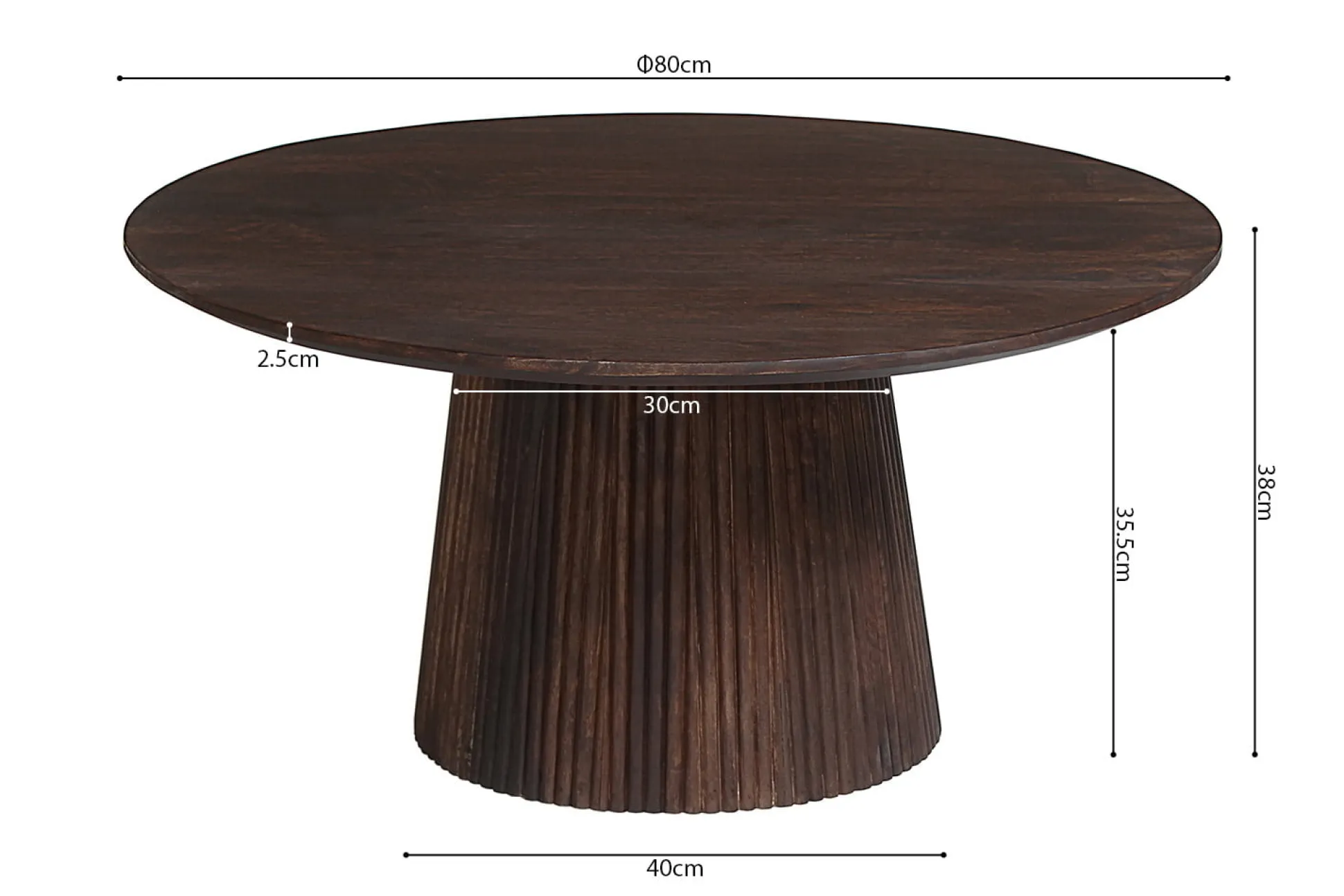 Salontafel River Rond Donkerbruin 80 cm