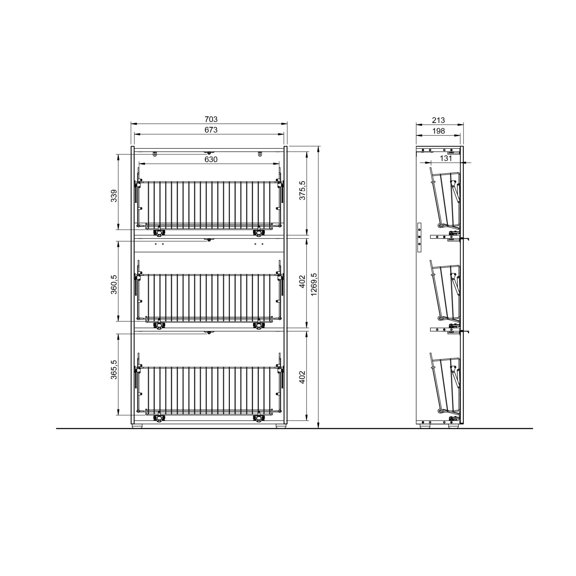 Schoenenkast Eleonore Grafiet 71 cm