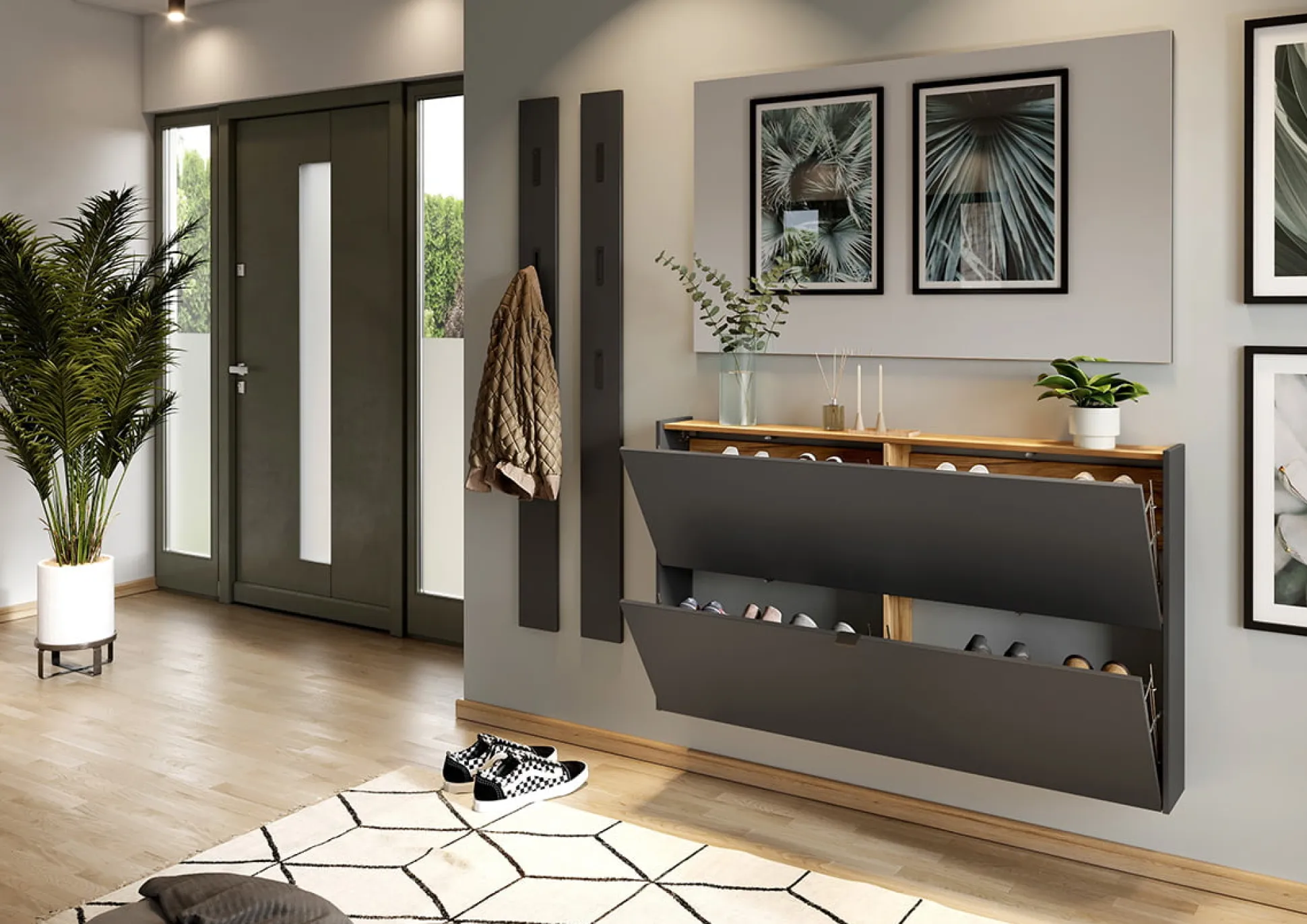 Schoenenkast Eleonore Grafiet 140 cm