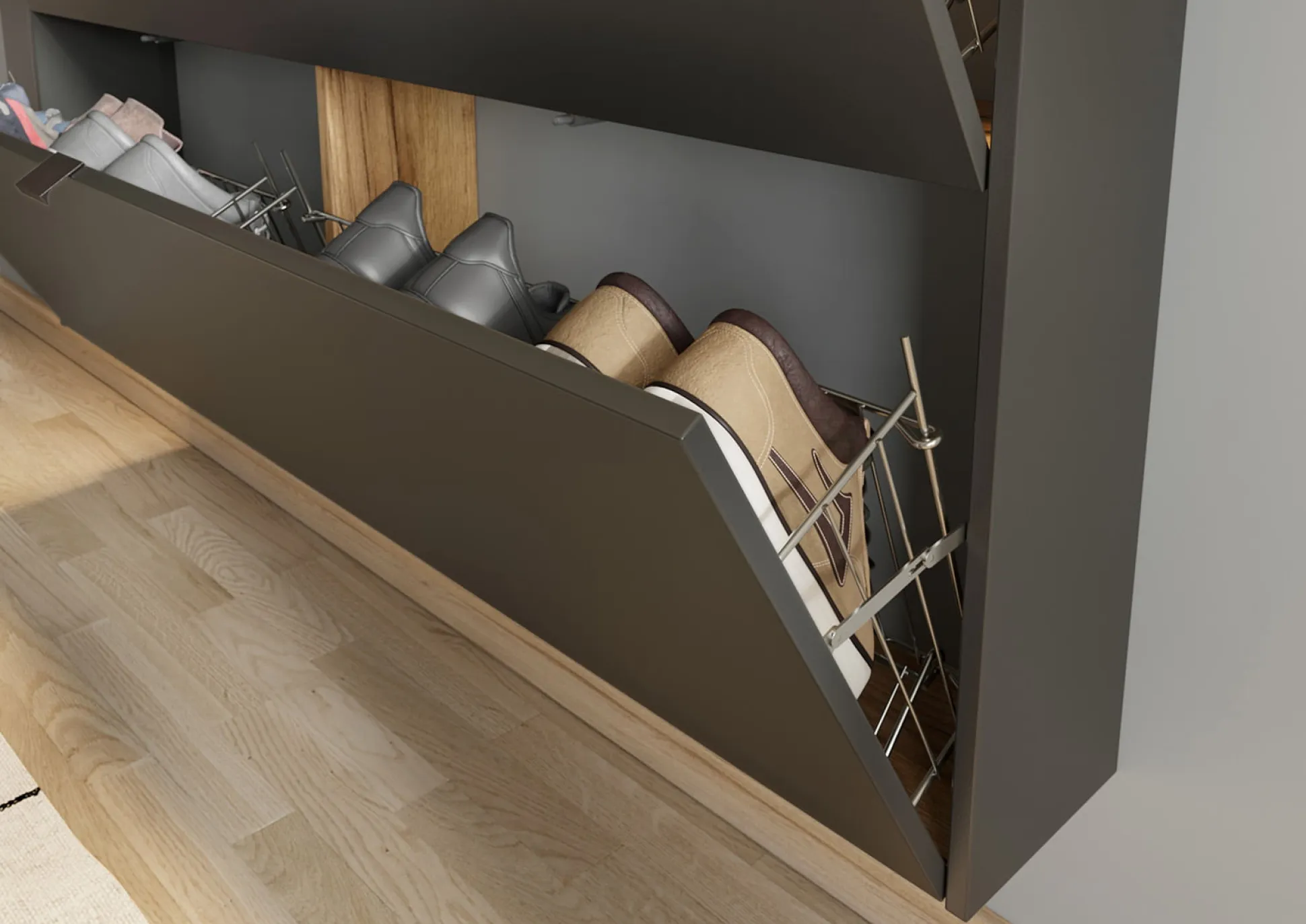 Schoenenkast Eleonore Grafiet 140 cm