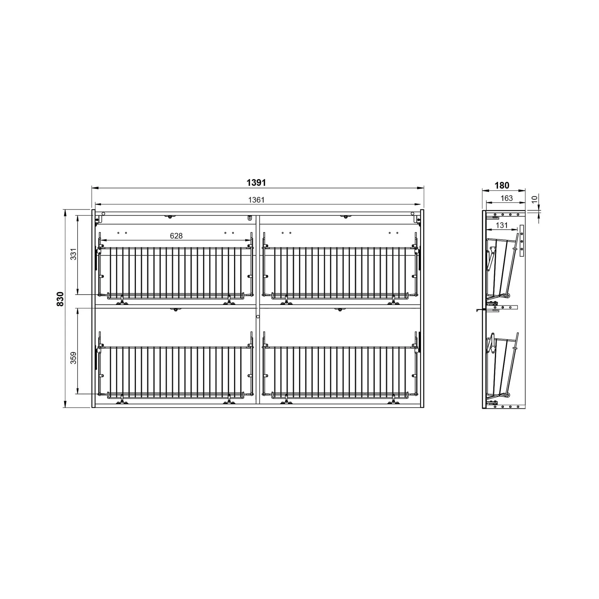 Schoenenkast Eleonore Grafiet 140 cm