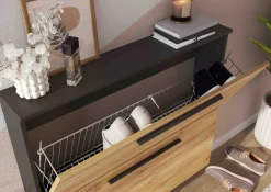 Schoenenkast Santana Grafiet Eiken 129 cm