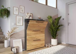 Schoenenkast Santana Grafiet Eiken 129 cm