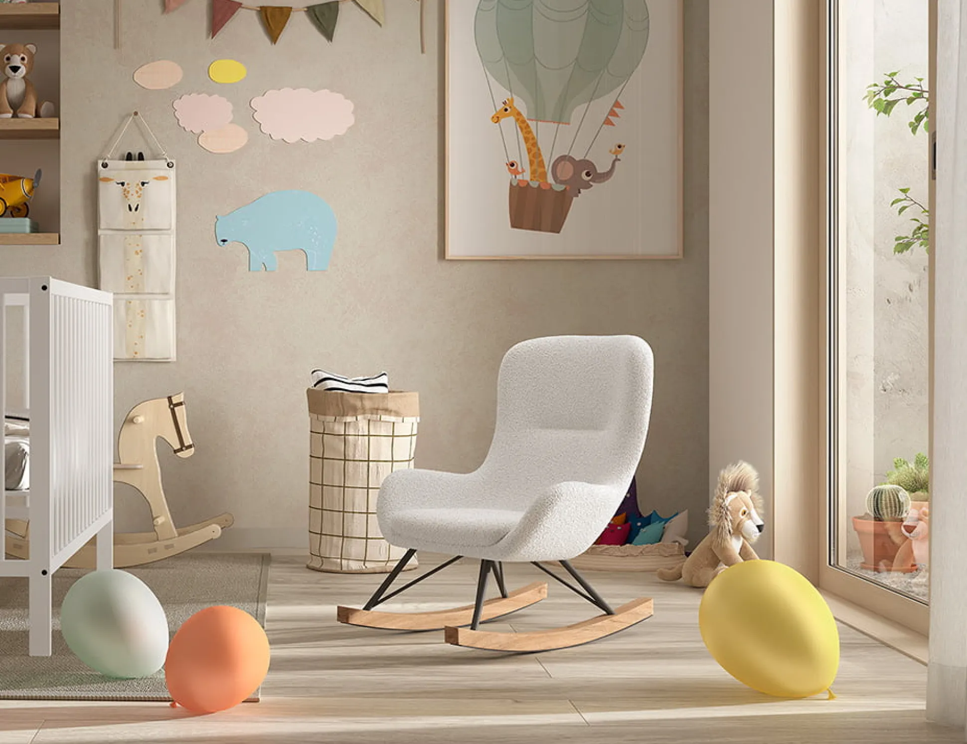 Schommelstoel Jula Mini Wit Bouclé