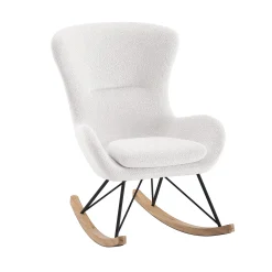 Schommelstoel Jula Wit Bouclé