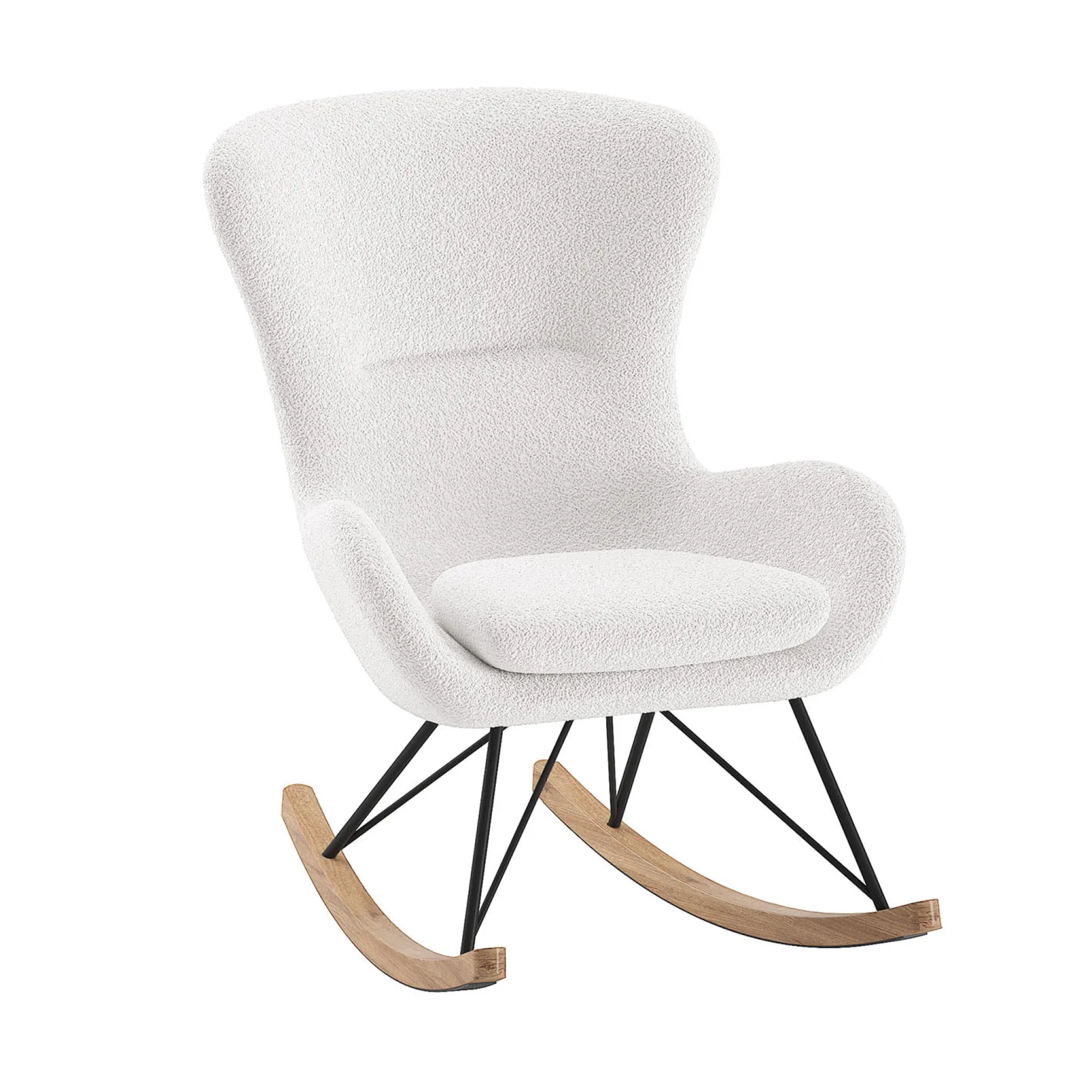 Schommelstoel Jula Wit Bouclé