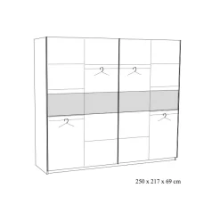 Schuifdeurkast Livia 250 cm Eiken