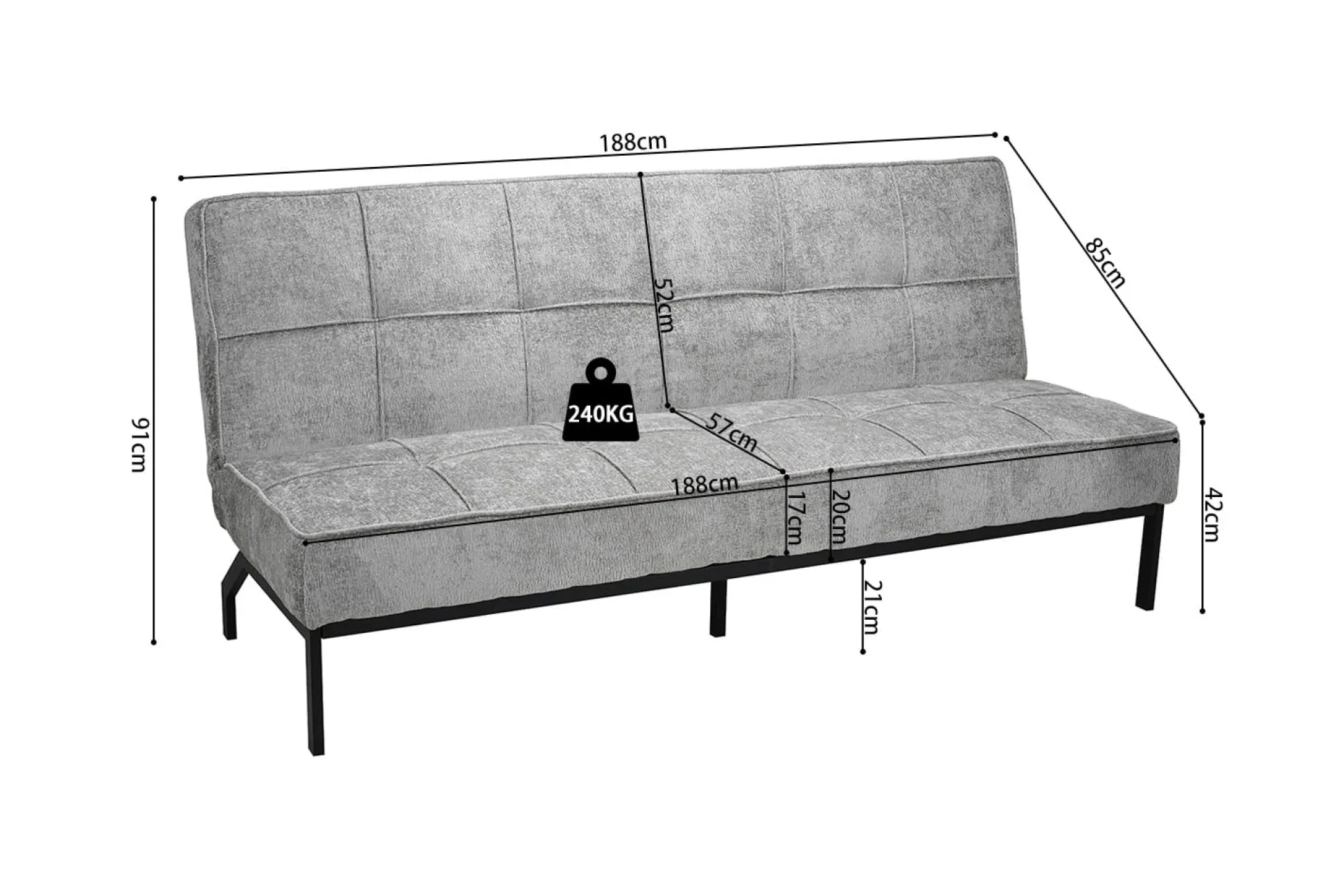 Slaapbank Arthur Grijs