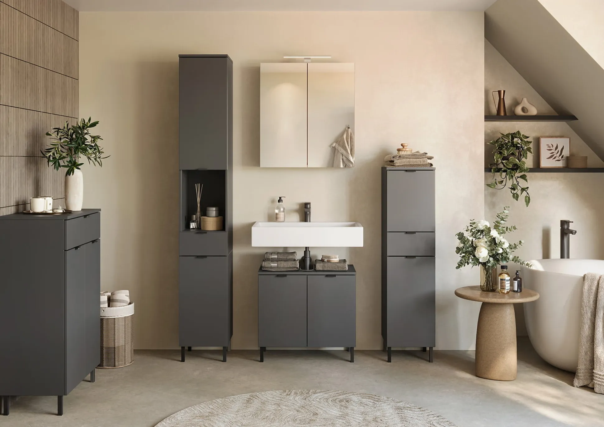 Spiegelkast Basalt Grafiet 60 cm