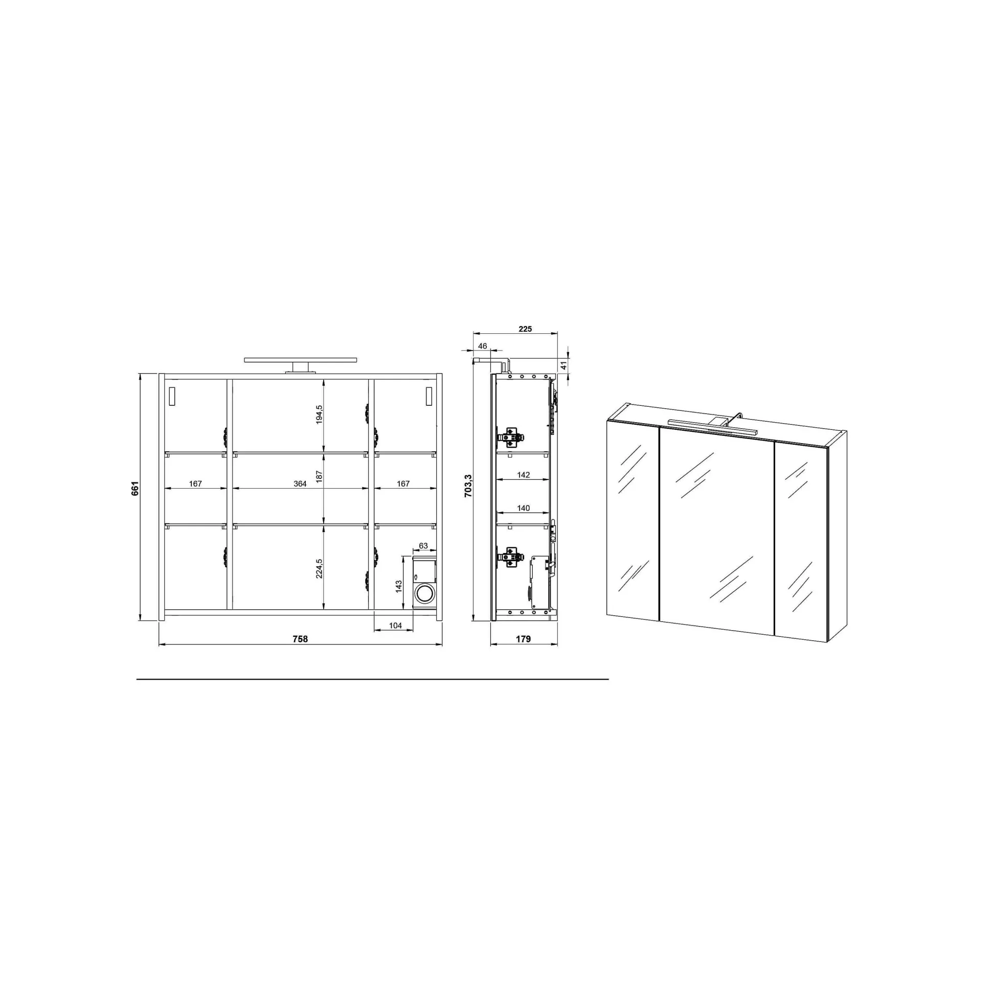 Spiegelkast Isabeau Grafiet