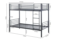 Stapelbed Becky Donkergrijs