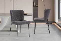 Stoel Jolie Bouclé Donkergrijs – Set van 2