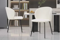 Stoel Lena Bouclé Wit – Set van 2