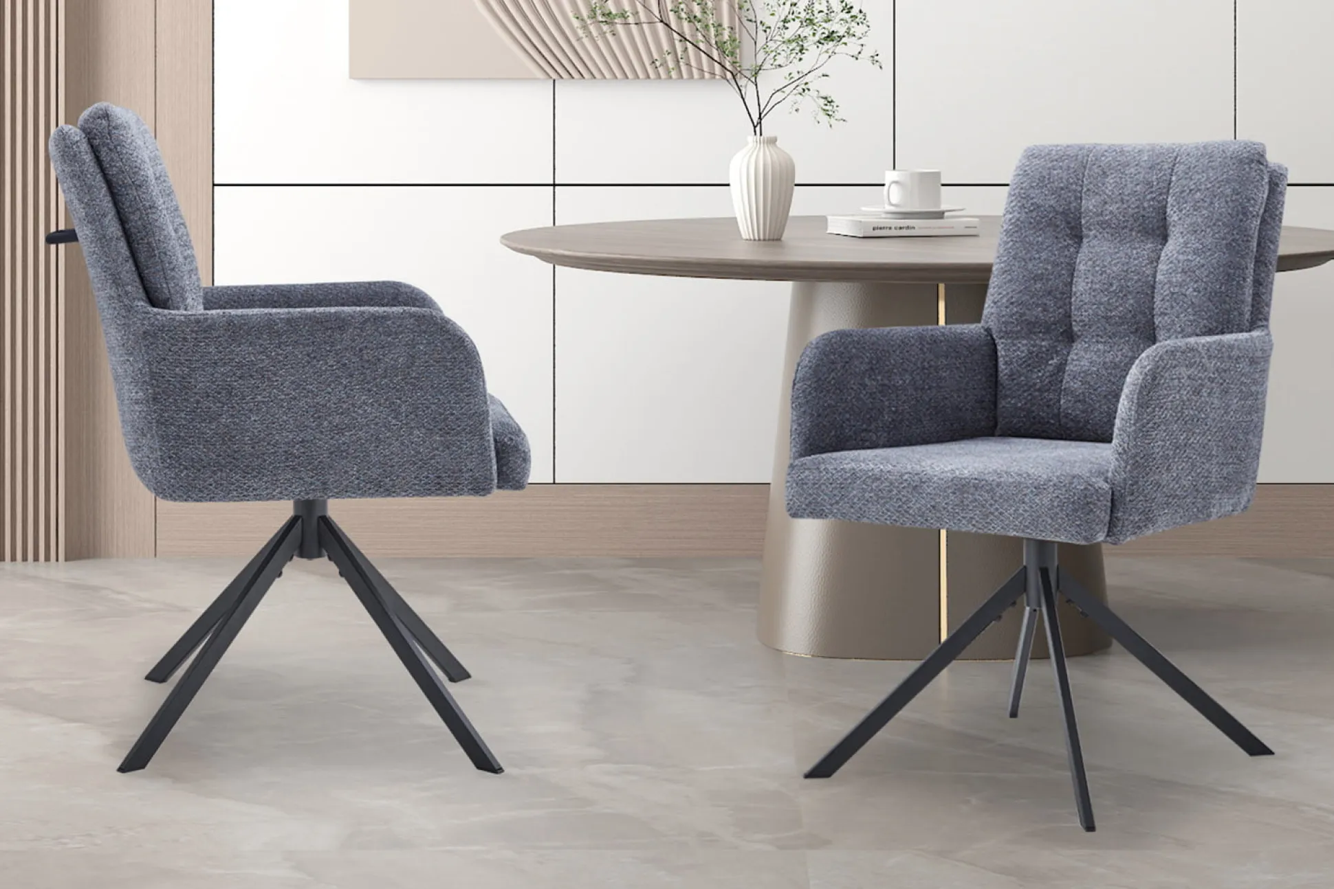 Stoel Mies Donkergrijs Stof – Set van 2