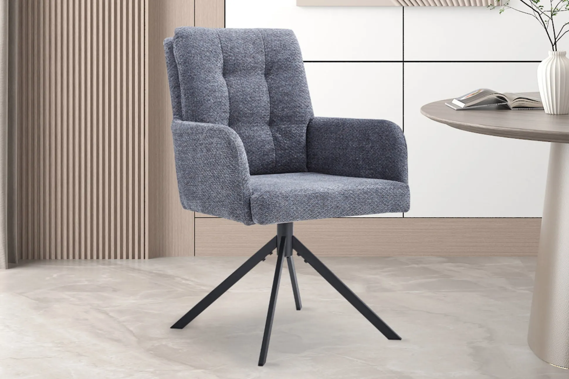 Stoel Mies Donkergrijs Stof – Set van 2