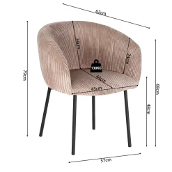 Stoel Pia Zand Ribstof – Set van 2