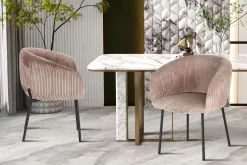 Stoel Pia Zand Ribstof – Set van 2