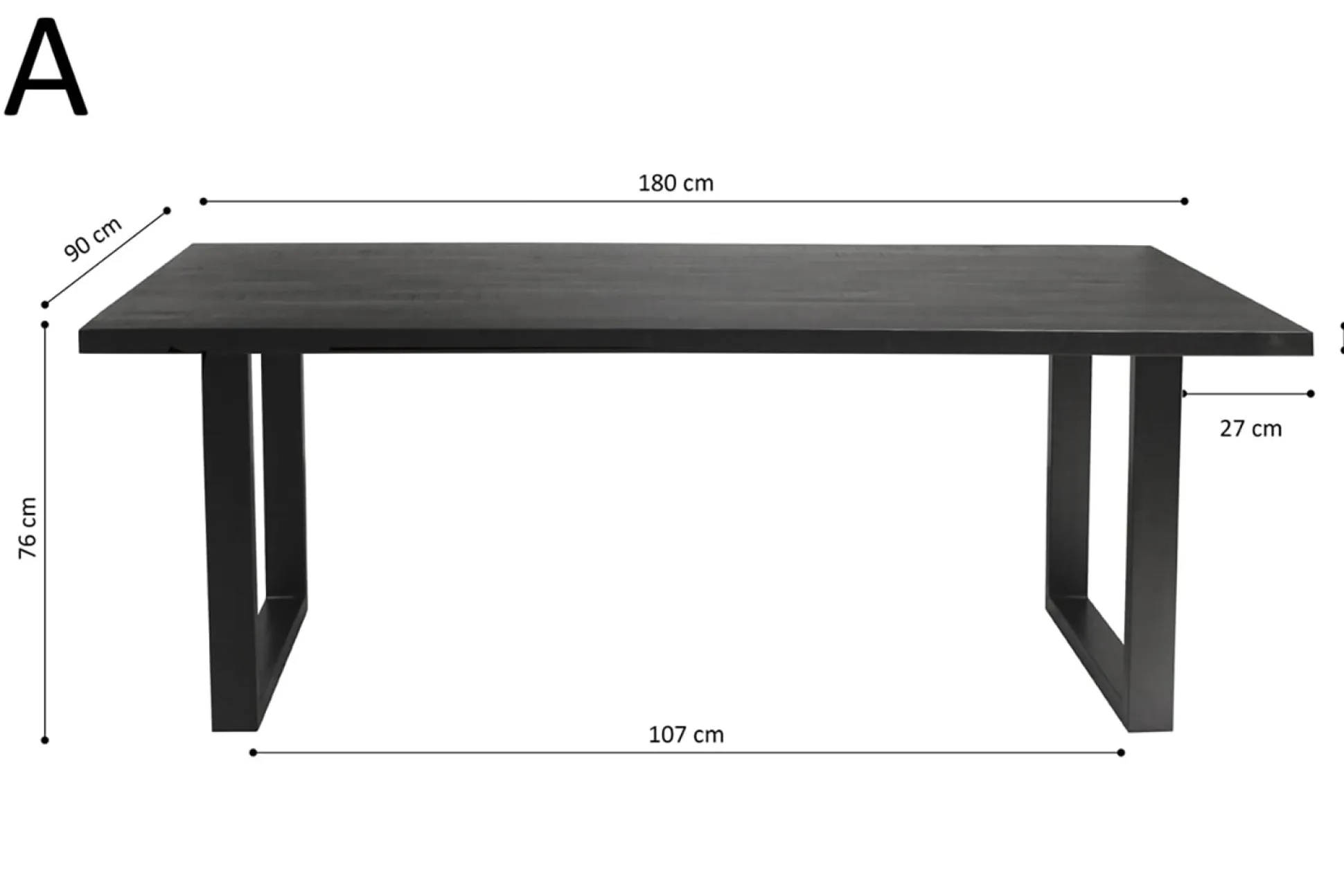 Tafel Nena Zwart 180 cm