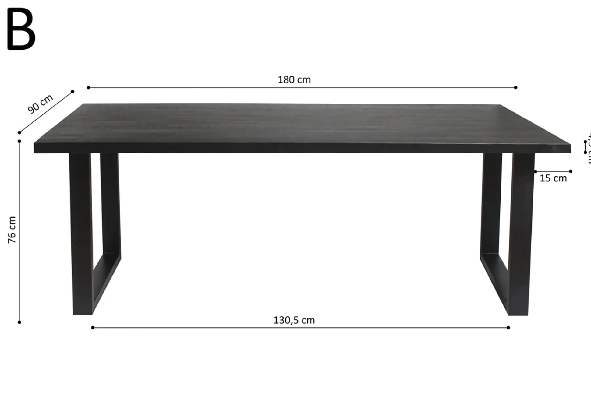 Tafel Nena Zwart 180 cm