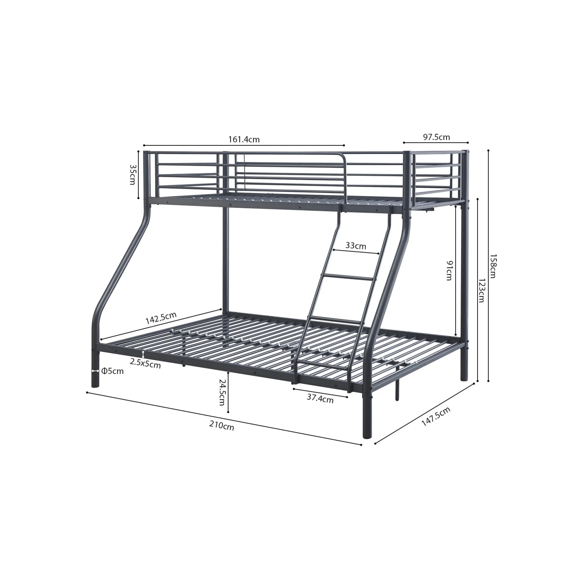 Triobed Romain Donkergrijs