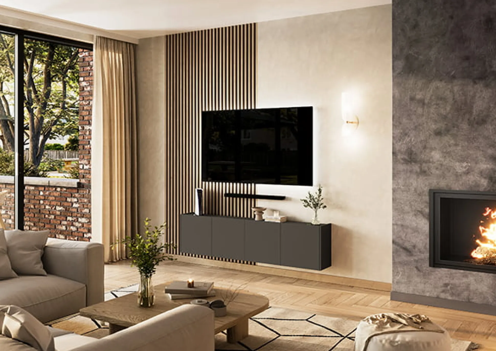 TV-meubel Lowie Grafiet 183 cm