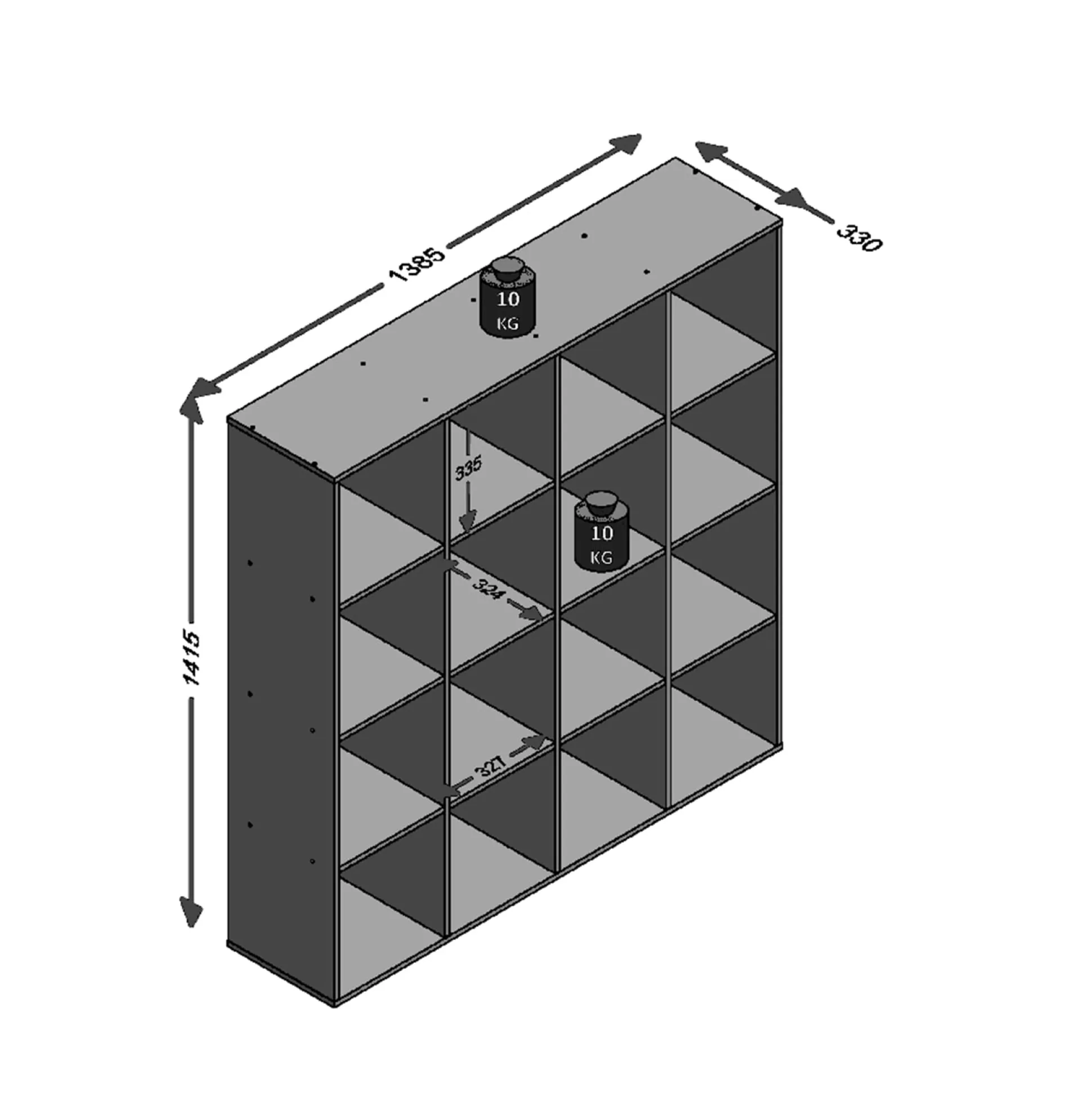 Vakkenkast Camiel Zandeiken – 138,5x143x33 cm