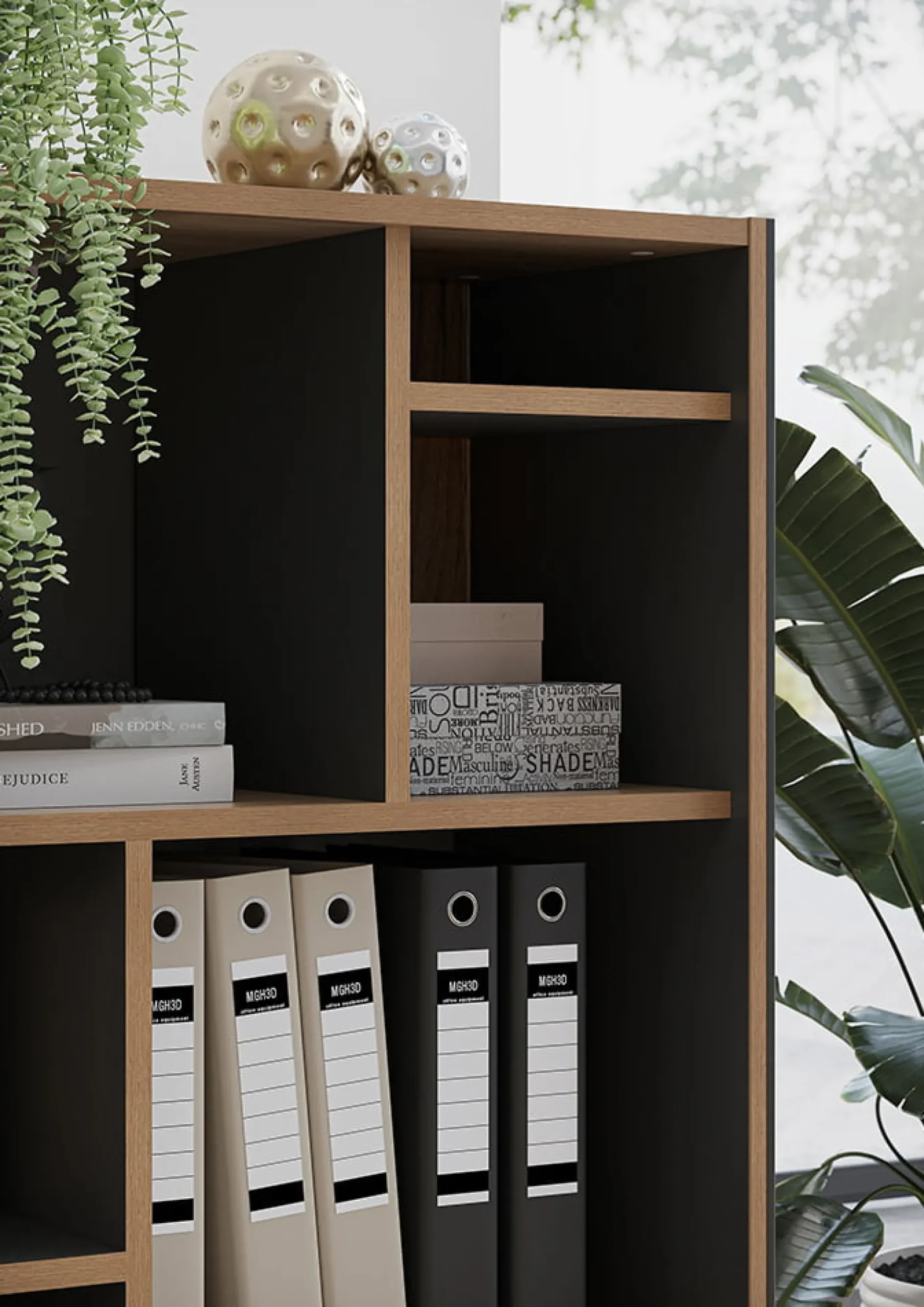 Vakkenverdeling Kantoorkast Pytheas 5 stuks Grafiet Eiken