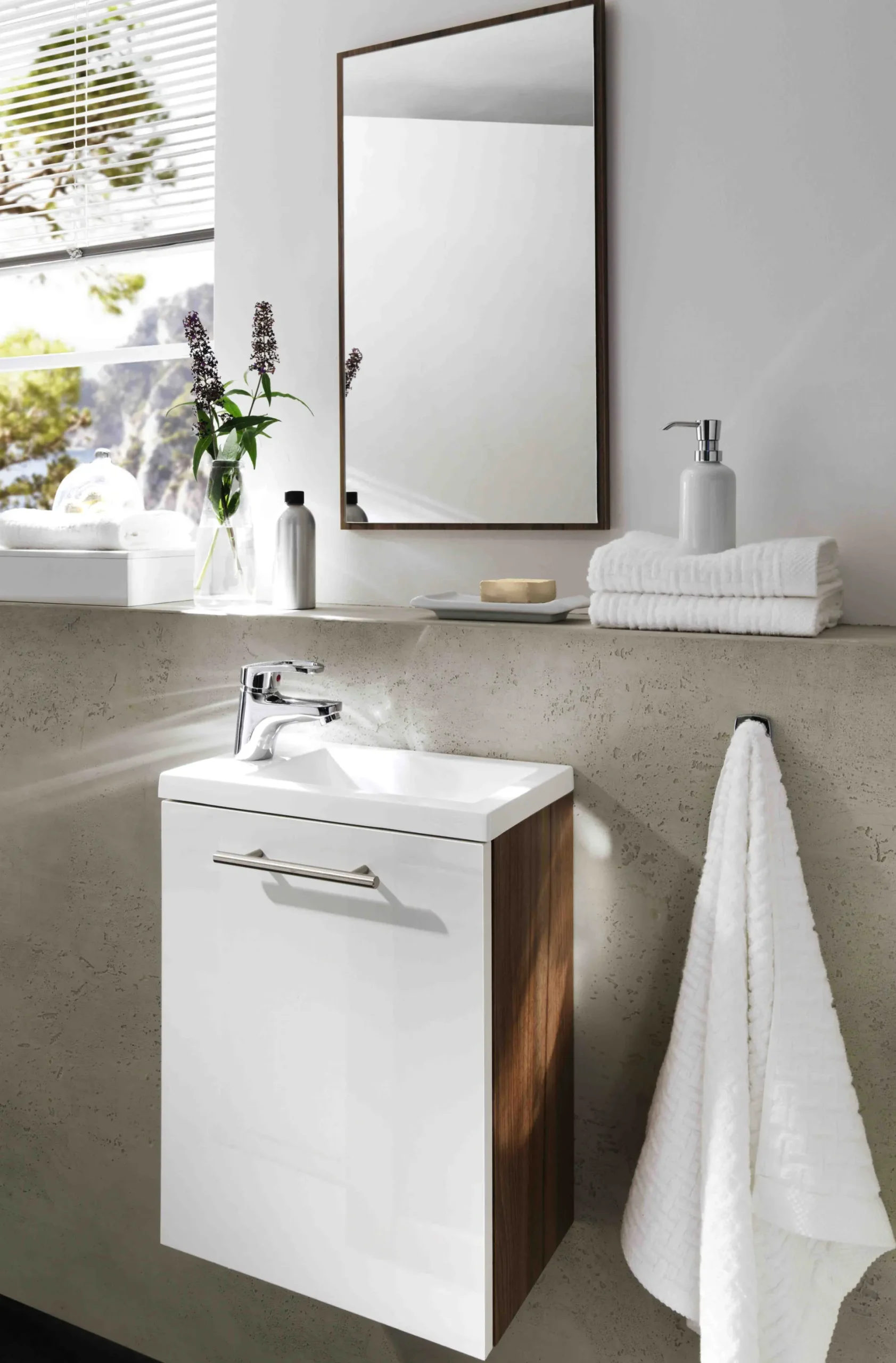 Wastafelkast Isla Walnoot Wit