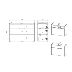 Wastafelkast Sicilia Wit Eiken