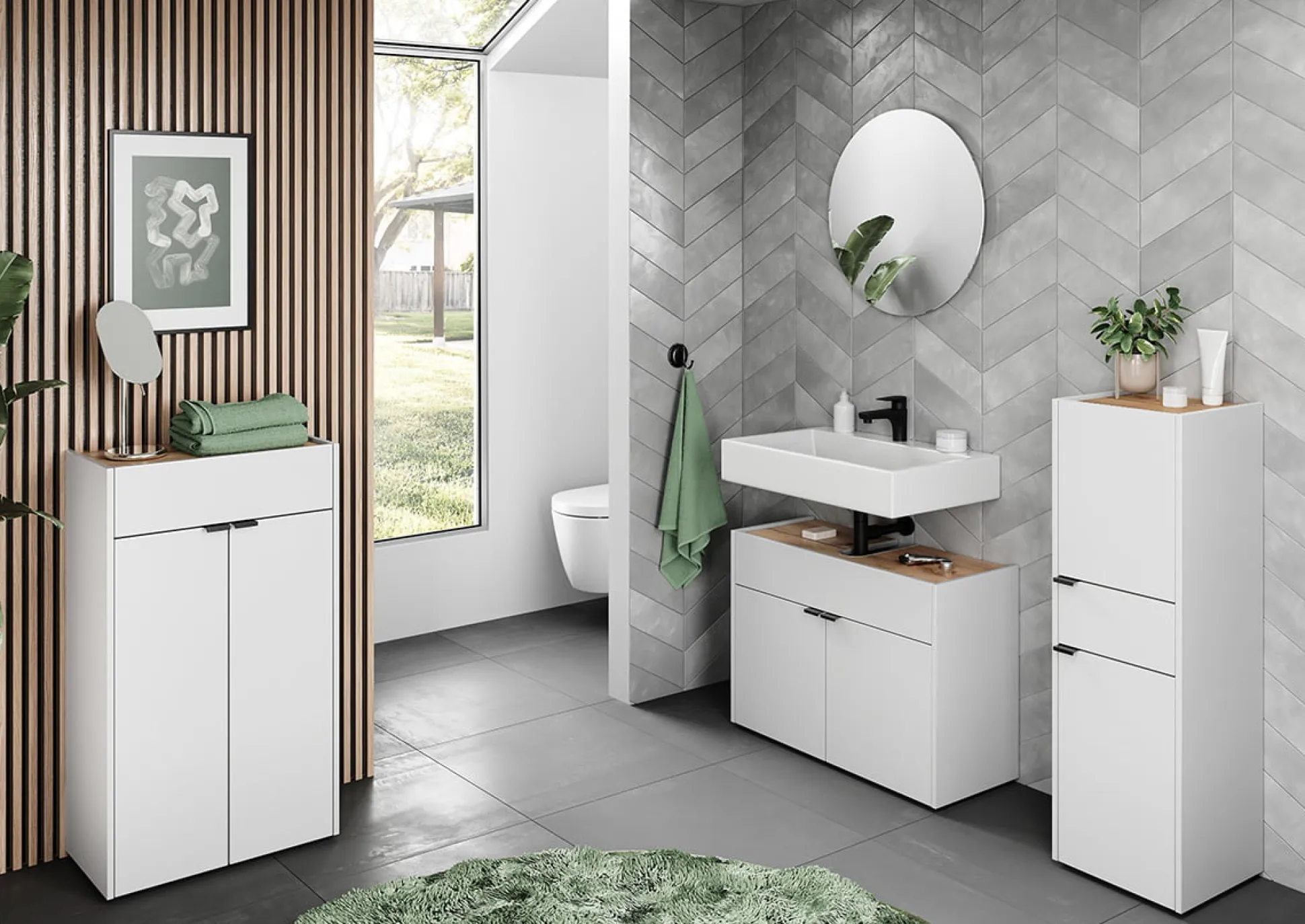 Wastafelkast Sicilia Wit Eiken